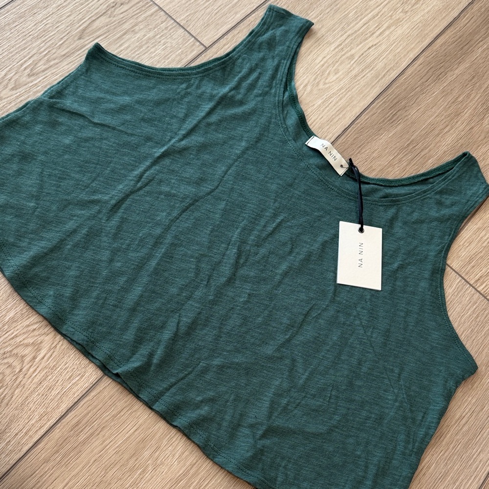 NWT Na Nin Cotton Jersey Cropped Top Green size 1